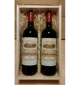 Wijnkist met 2 x Château Grand-Pey-Lescours - Saint-Emilion Grand Cru (rood)